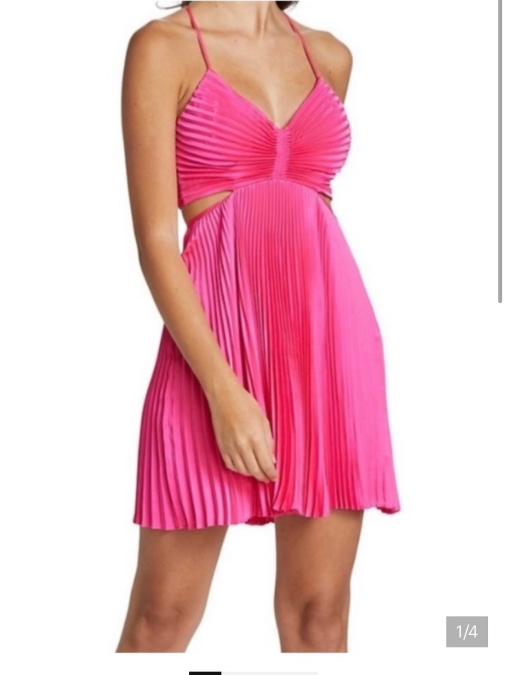 A.L.C. Pleated Cutout Mini Dress in Bright Pink